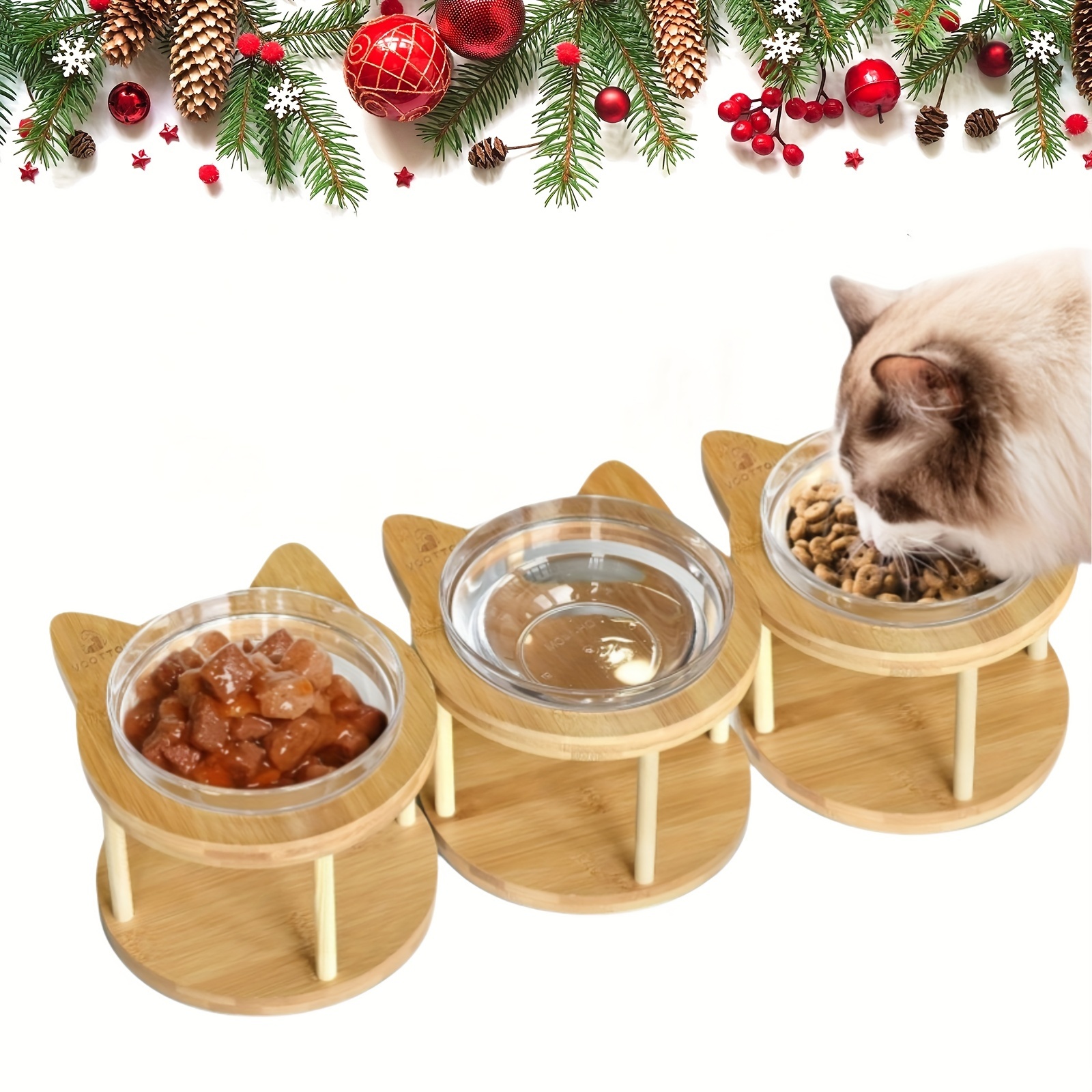 

Set Of 3 Elevated Cat Bowls, Cat Bowls, Cat Stand Vomiting, Elevated Set Of 3, Pet Stand Feeder Feet