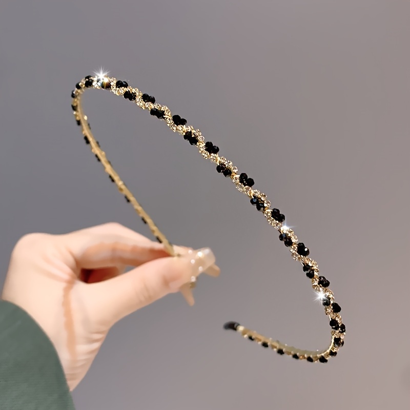 E-shop Elegantes Kristall-inspiriertes Stirnband für Frauen - Vintage-inspiriert, Vielseitiges Haaraccessoire für Herbst & Winter