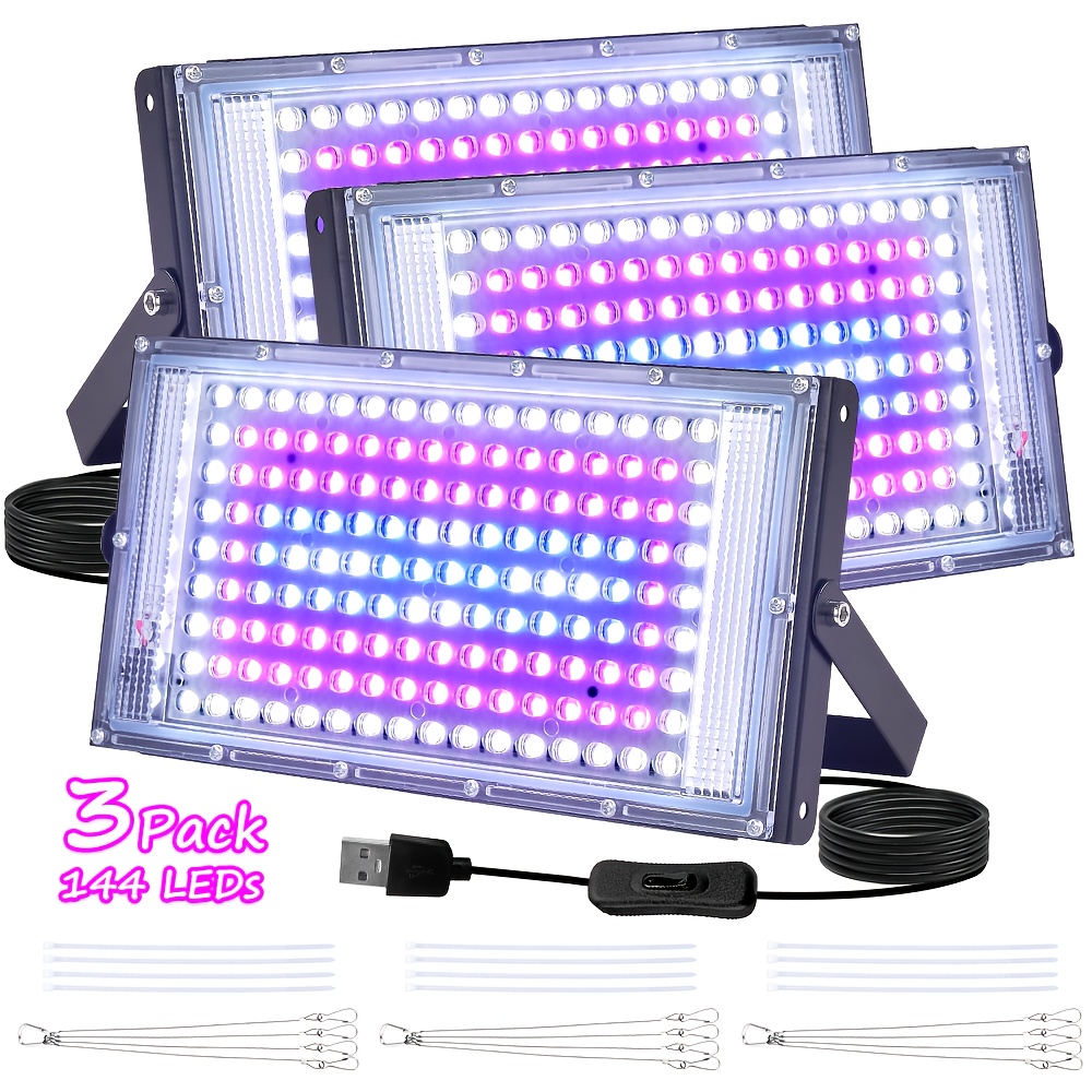 Set 1/2/3, ki vsebuje 144 LED diod, ki zagotavljajo polno spektralno svetlobo za rast rastlin, z 5V USB vtičem. Ta viseča rastlinska svetilka