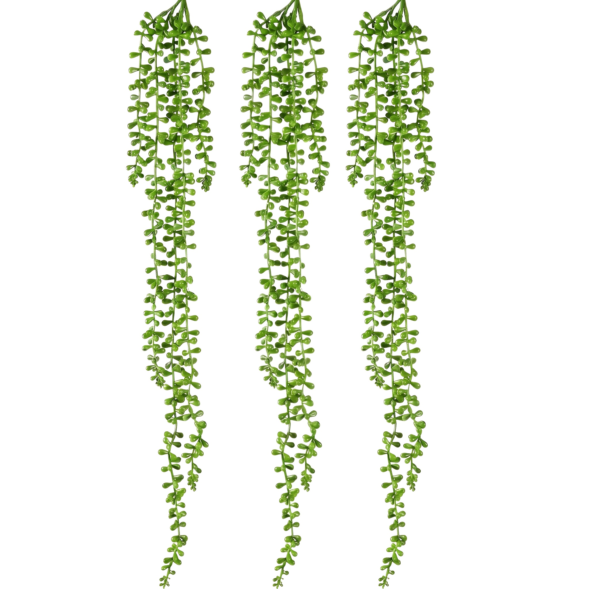3pcs Artificial Hanging Succulent Set - Beaded Greenery For Wall, Background, Indoor And Outdoor Decor, Vibrant Plastic Plants Perfect For Home, Garden, Wedding, And Festival Decoration