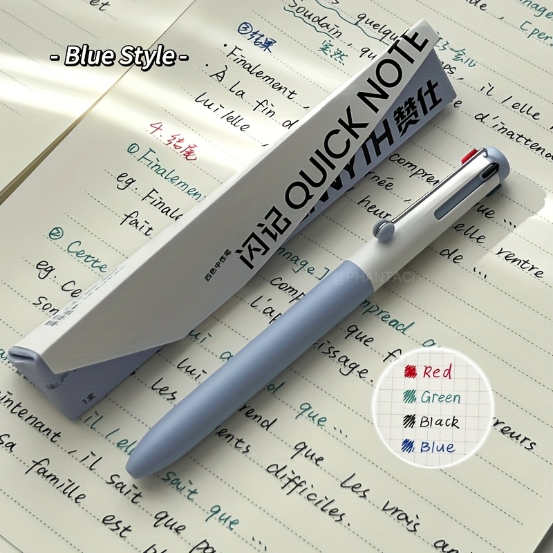 Image of 1pc Of Gel Pen In 4 Colors, Featuring A 0.5mm Quick-drying Tip, In Black, Red, Blue, And Green, Suitable For Office Use