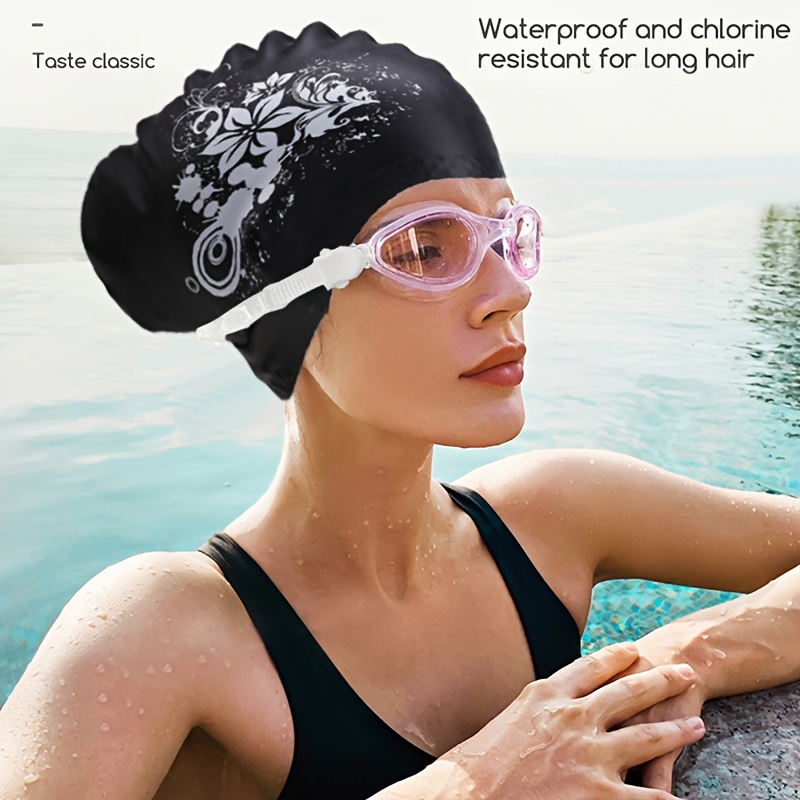 swimming cap for long hair by large silicone swim cap for women men and     for long hair Product details 2