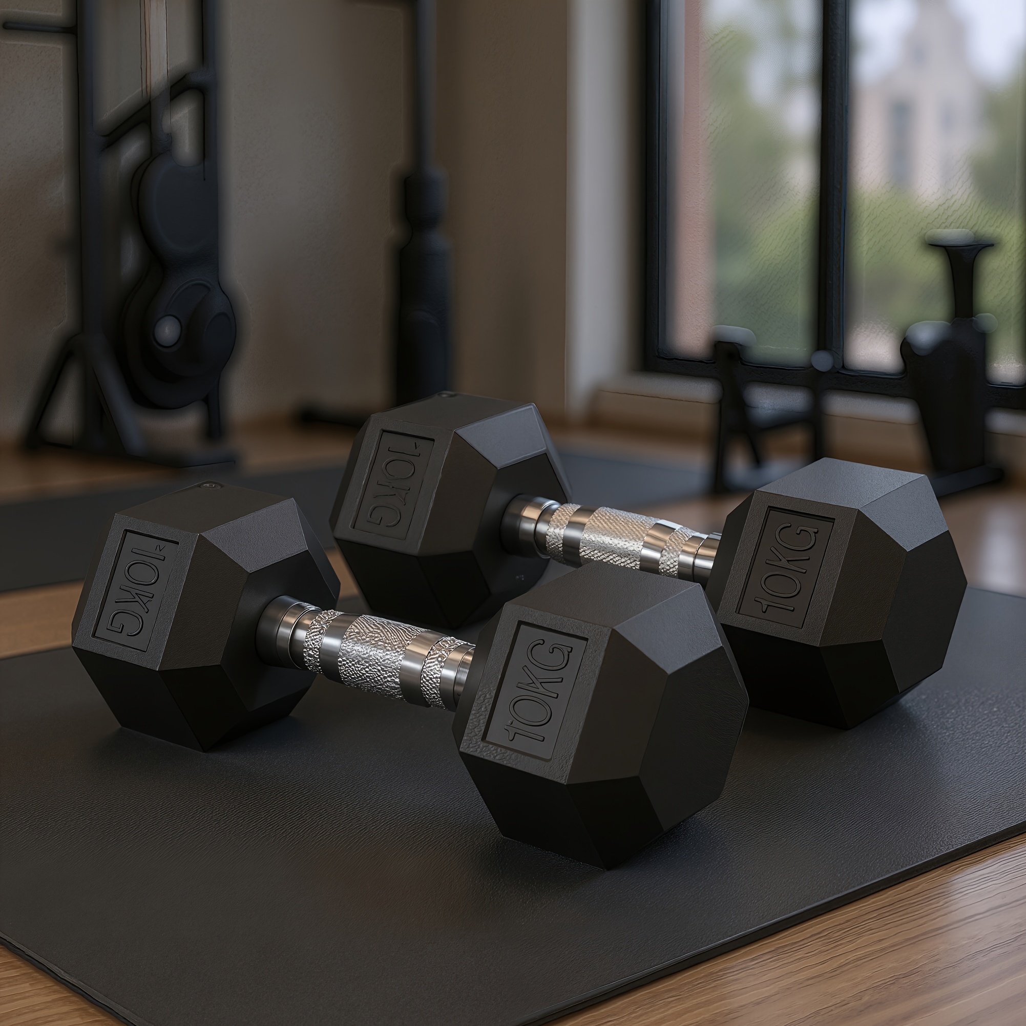 Image of Pair Of Hex Dumbbells, Adjustable Free Weights Set For Home Gym, Strength Training, 31 X 12.8 X 11cm, Black
