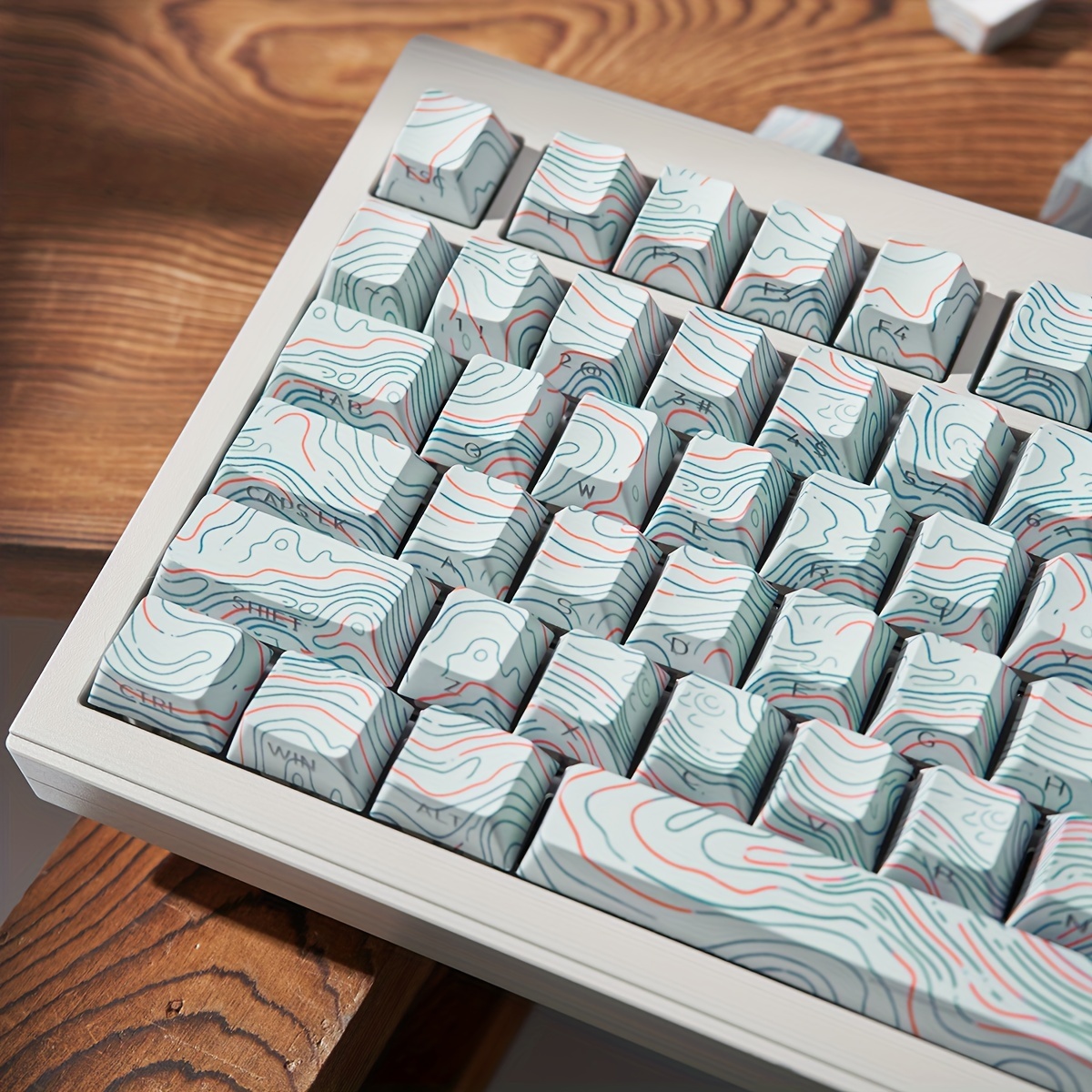 Topographic Keyboard HZGAMER Topographic Keycap Set Double Shot PBT Mechanical Keyboard  Keycaps For Custom Keyboards (140 Keys, Cherry OEM XDA Profile)
