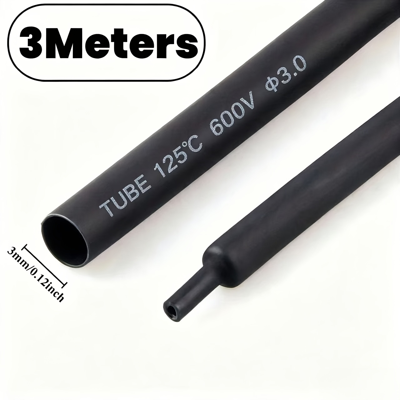TEMU 3 Diametro 1.5 2.5 3 4.5 6 8 10 12 14 16 18 20 25 30 40 50 Mm 2:1 Tubo Termoretraibile Poliolefina Guaina Termica per Cavi Isolata