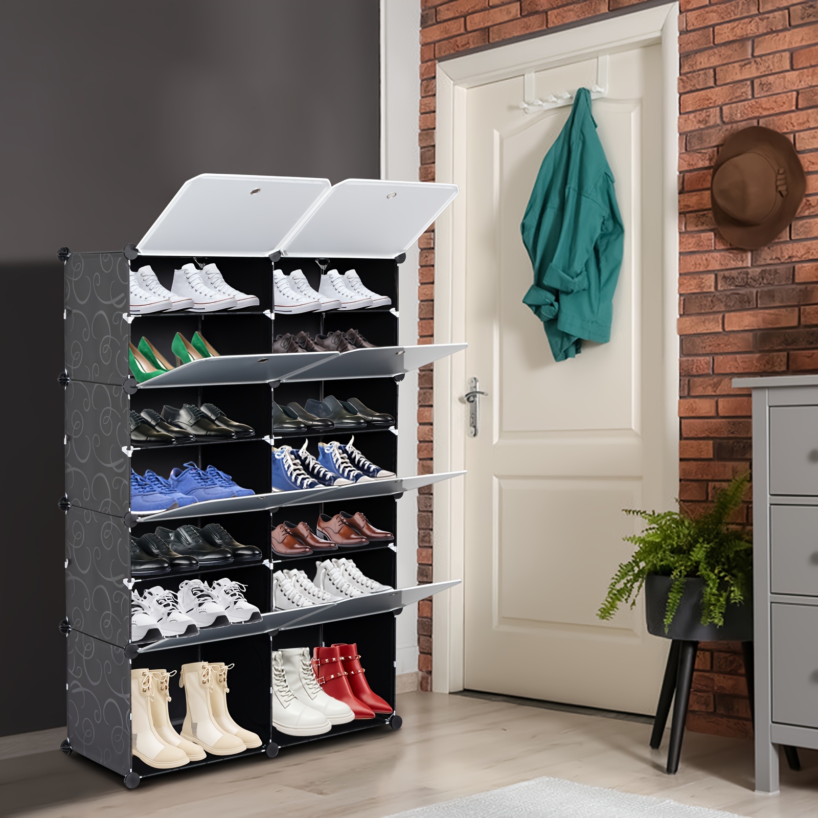 TEMU 1pc 7- , 14 Grids , Dustproof Rack - To 28 - Organization & For , Organizer Cabinets