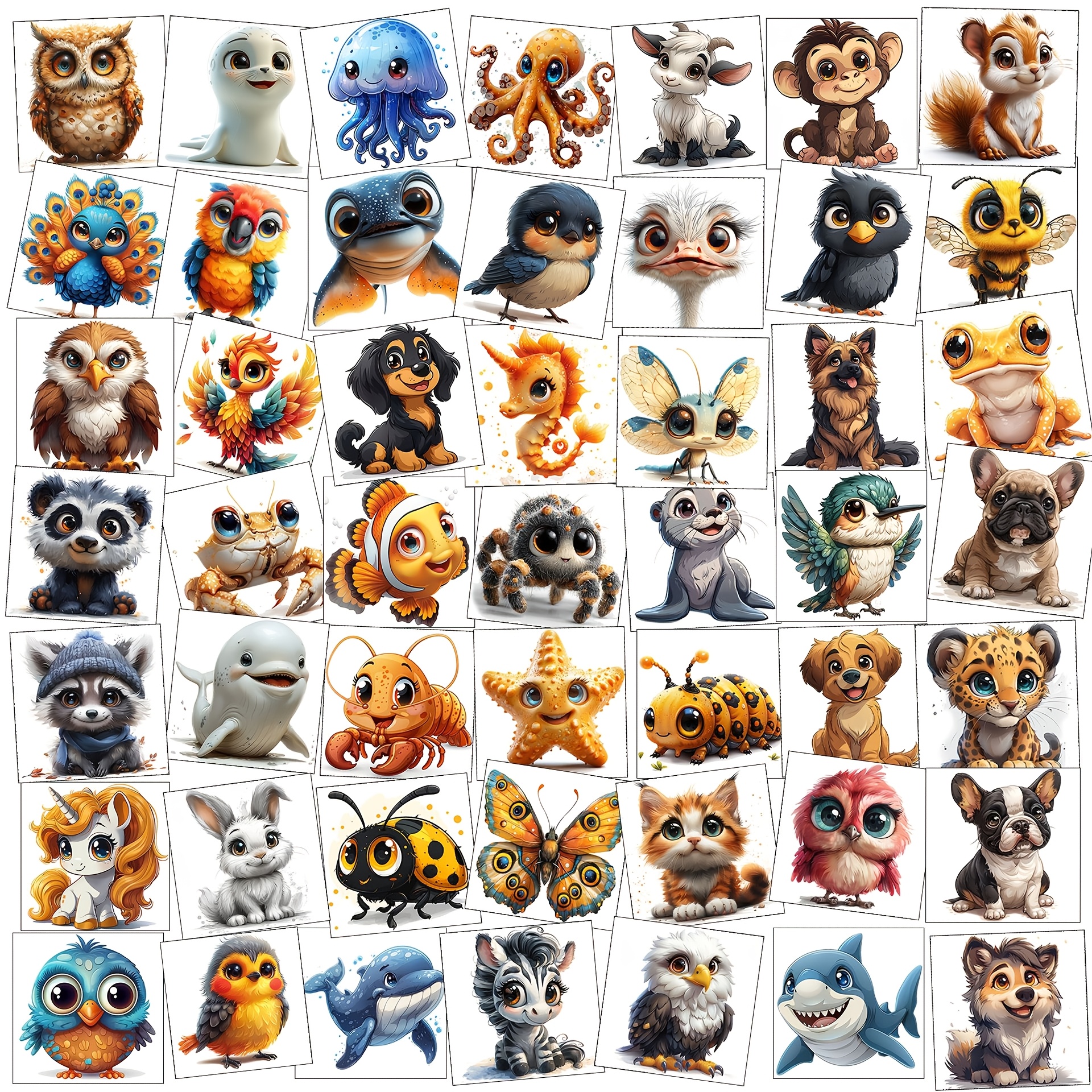 TEMU 50pcs Different Cartoon Cute Animal Temporary Tattoos, Suitable For Long Socks Filling Birthday Party Gifts Return Gifts, Gift Bag Filling Gift