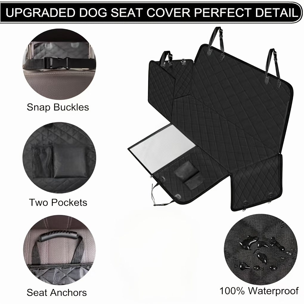 TEMU Dog Car Back Seat Cover, Pet Car Hammock With Side Flaps, Visible Mesh Window And Storage Pocket, Pet Back Seat Protector, Scratch-resistant And