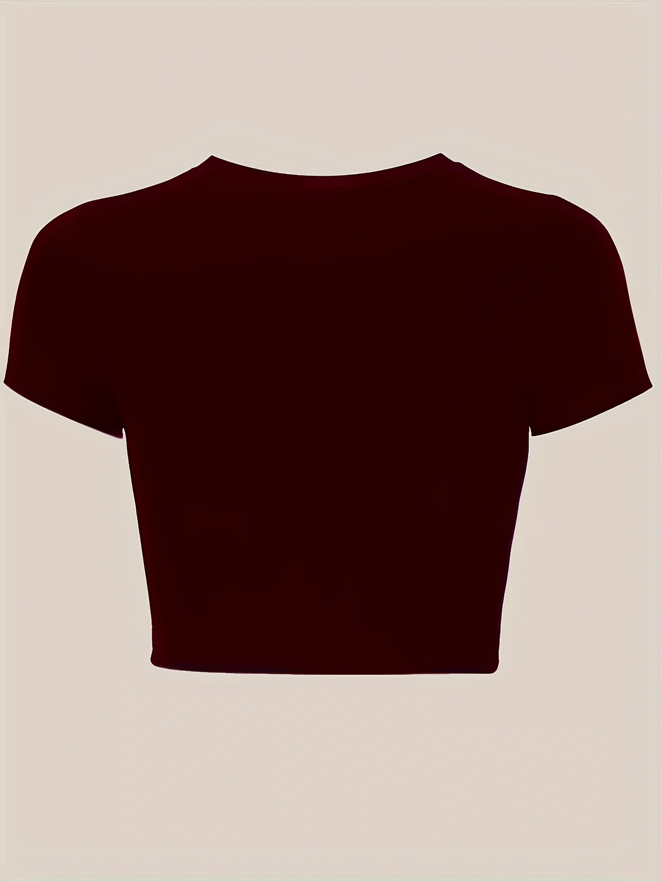 Women'S Slim Fit Stretchy Short Sleeve T-Shirt - Solid Color Burgundy, Round Neck, Casual Top for Spring/Summer, Machine Washable, Everyday Tshirt | Round Neck Tee | Stretchy Fabric