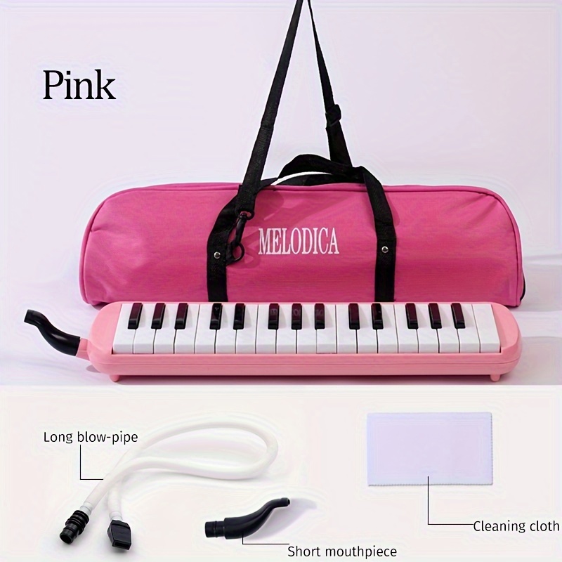 32 Key Melodica Instrument With Mouthpiece Air Piano Keyboard (Pink
