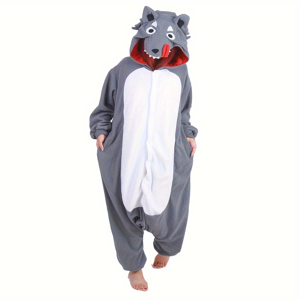 Unisex Adult Wolf Onesie Costume Cosplay Animal Halloween - Temu