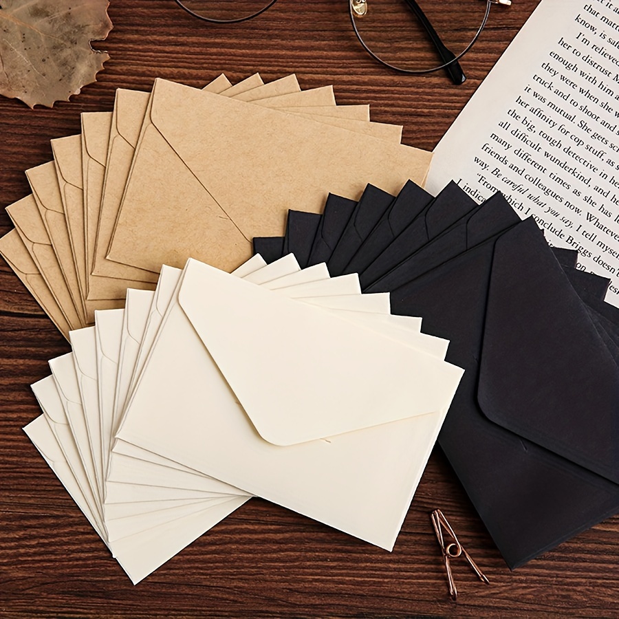 

100 Vintage Miniature Kraft Paper Envelopes - Perfect For Wedding, Valentine's Day, Birthday, Anniversary, Father's Day - Self-sealing, Glossy Finish