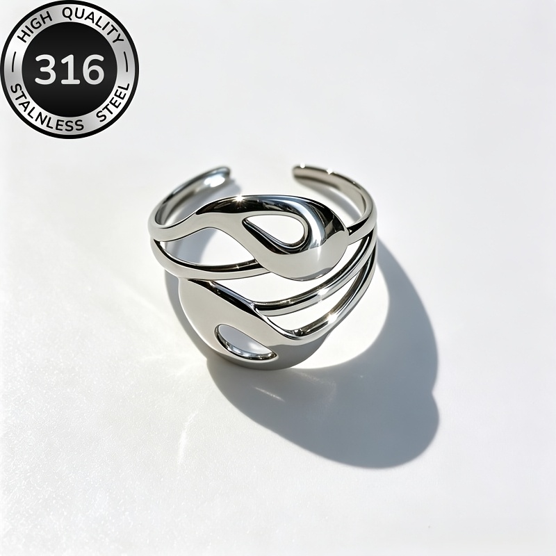 Women's Hypoallergenic Stainless Steel Adjustable Open Ring
