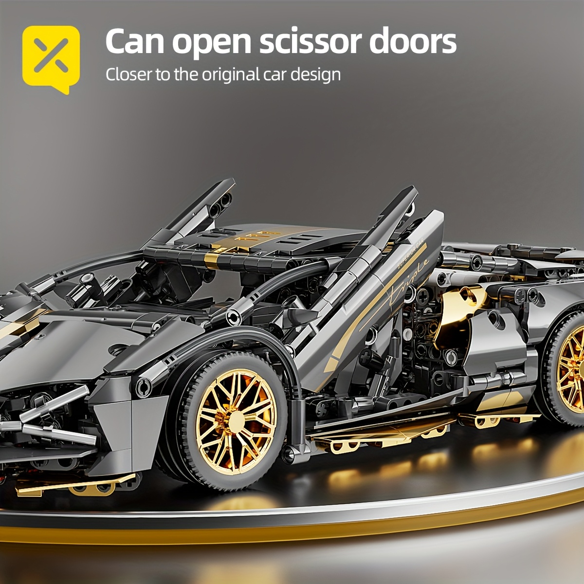 BRZXPROE Building Block Car - Sleek Black & Golden Sports Car Model, Easy-to-Assemble Mechanical Speed Vehicle, Perfect Gift for Birthdays, Christmas, Halloween, Thanksgiving & New Year 4 BRZXPROE Building Block Car - Sleek Black & Golden Sports Car Model, Easy-to-Assemble Mechanical Speed Vehicle, Perfect Gift for Birthdays, Christmas, Halloween, Thanksgiving & New Year