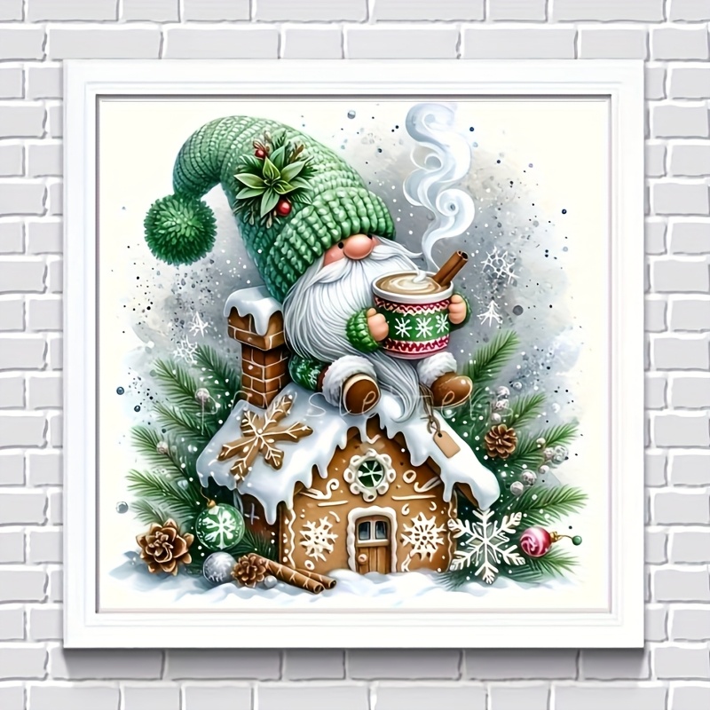 TEMU 1 Set New Bohemian Gingerbread For Man Christmas Theme Embroidery Kit, Diy Stitch Art Craft, 11ct Canvas Painting, Handmade Wall Decor Gift For