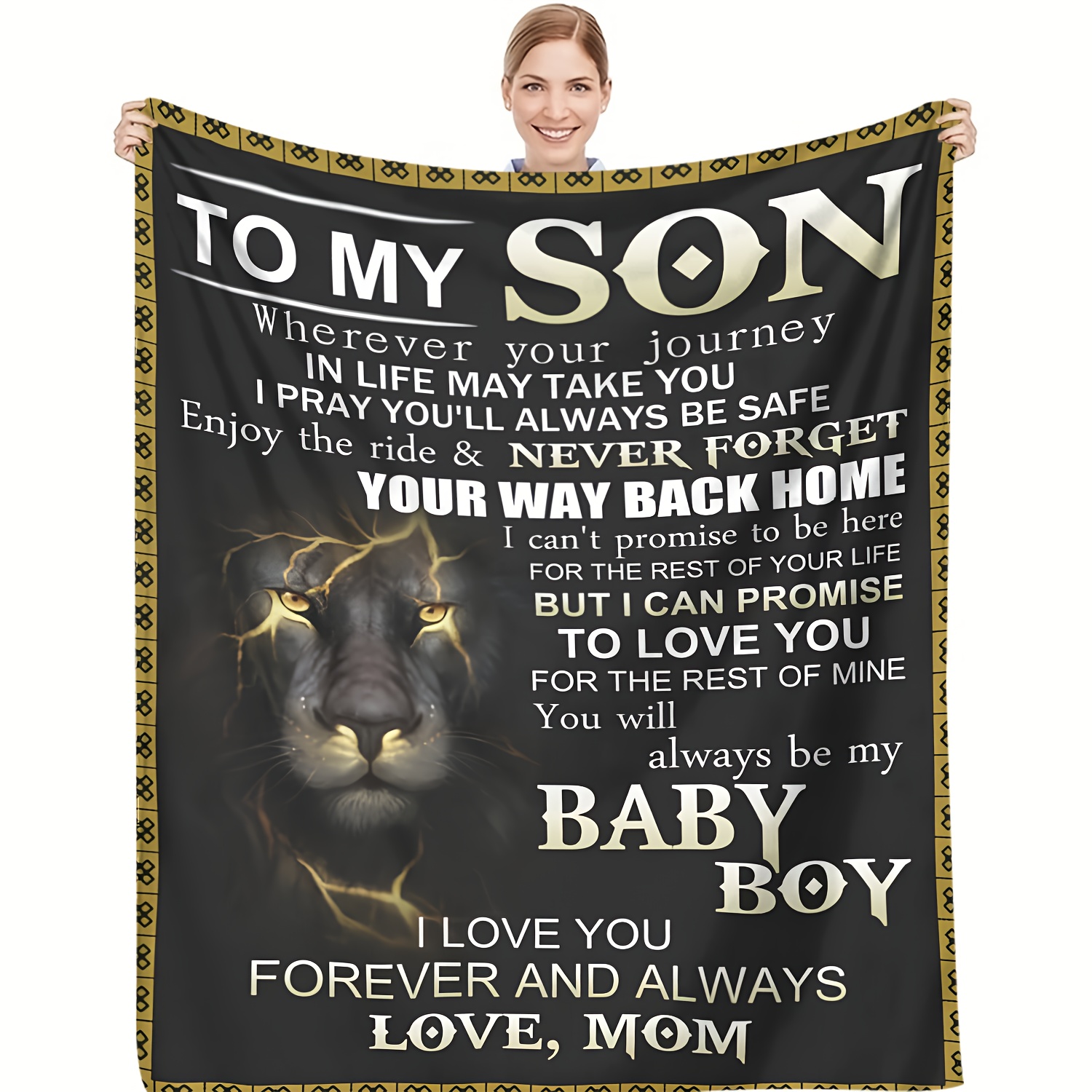 

Cozy Flannel Throw Blanket - ' Son' Print, For Couch, Bed, Office, And Travel - Gift