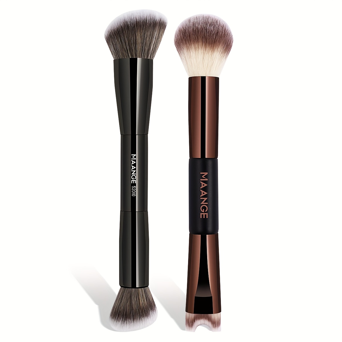 TEMU Maange 2pcs Double-headed Makeup Brush Brush Nose Shadow Brush Contour Brush Multi-functional Makeup Tool Women's Facial Beauty Tool Soft And