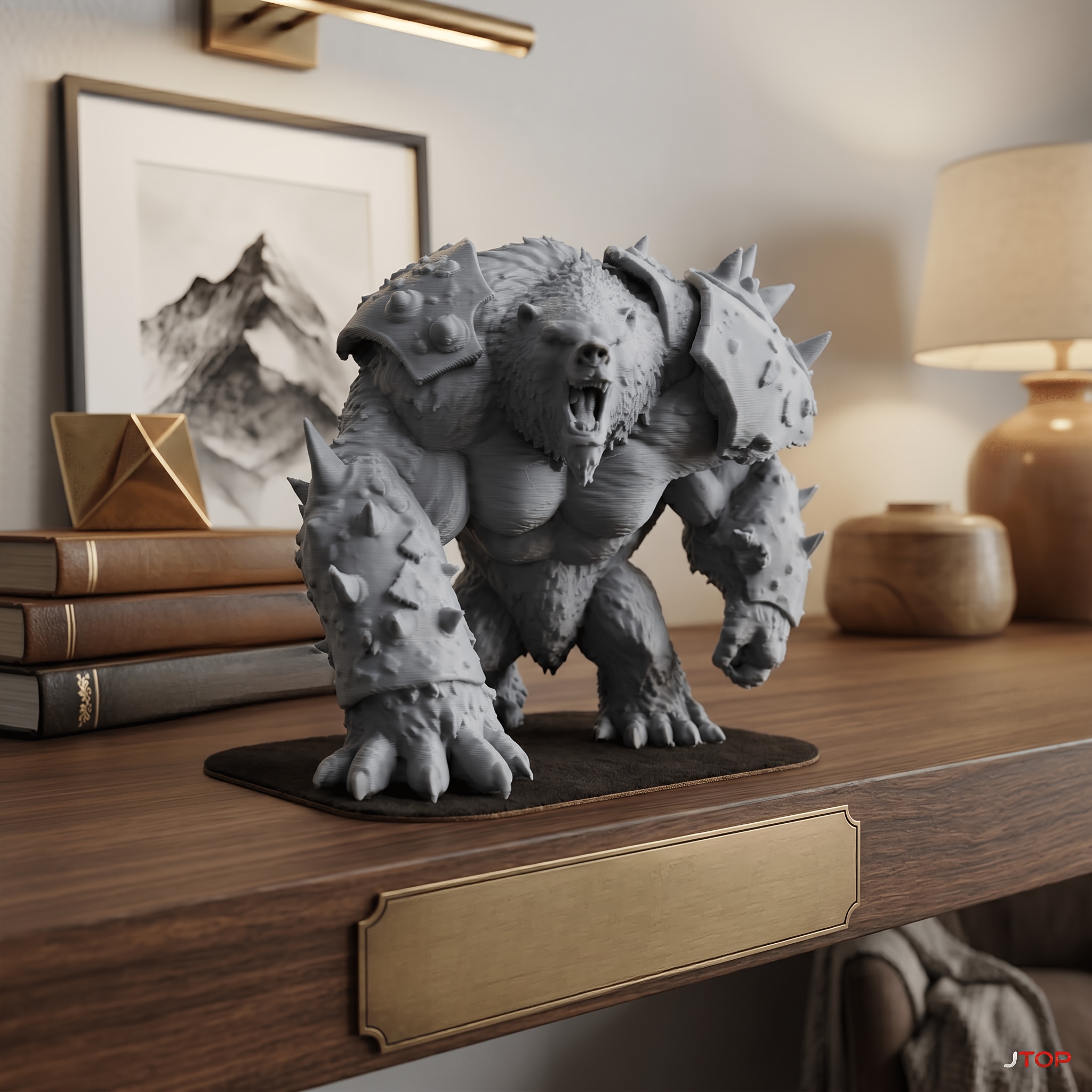 TEMU Armored Enormous Bear Decor Ornament, Tabletop Display, Fantasy Tabletop Game Collectible Model, Shelf Decor Accent, High Texture Detail Art