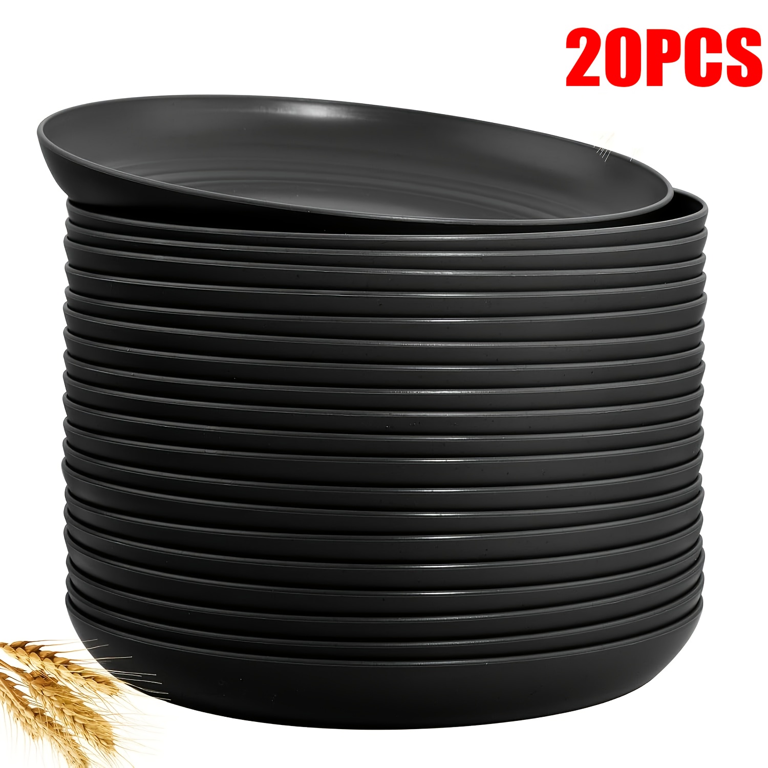 Image of 20pcs Pp Plastic Plates - 9-inch Shatterproof Dinner Plates Microwave And Dishwasher Safe Suitable For Parties, Camping, Outdoor Picnic Plates