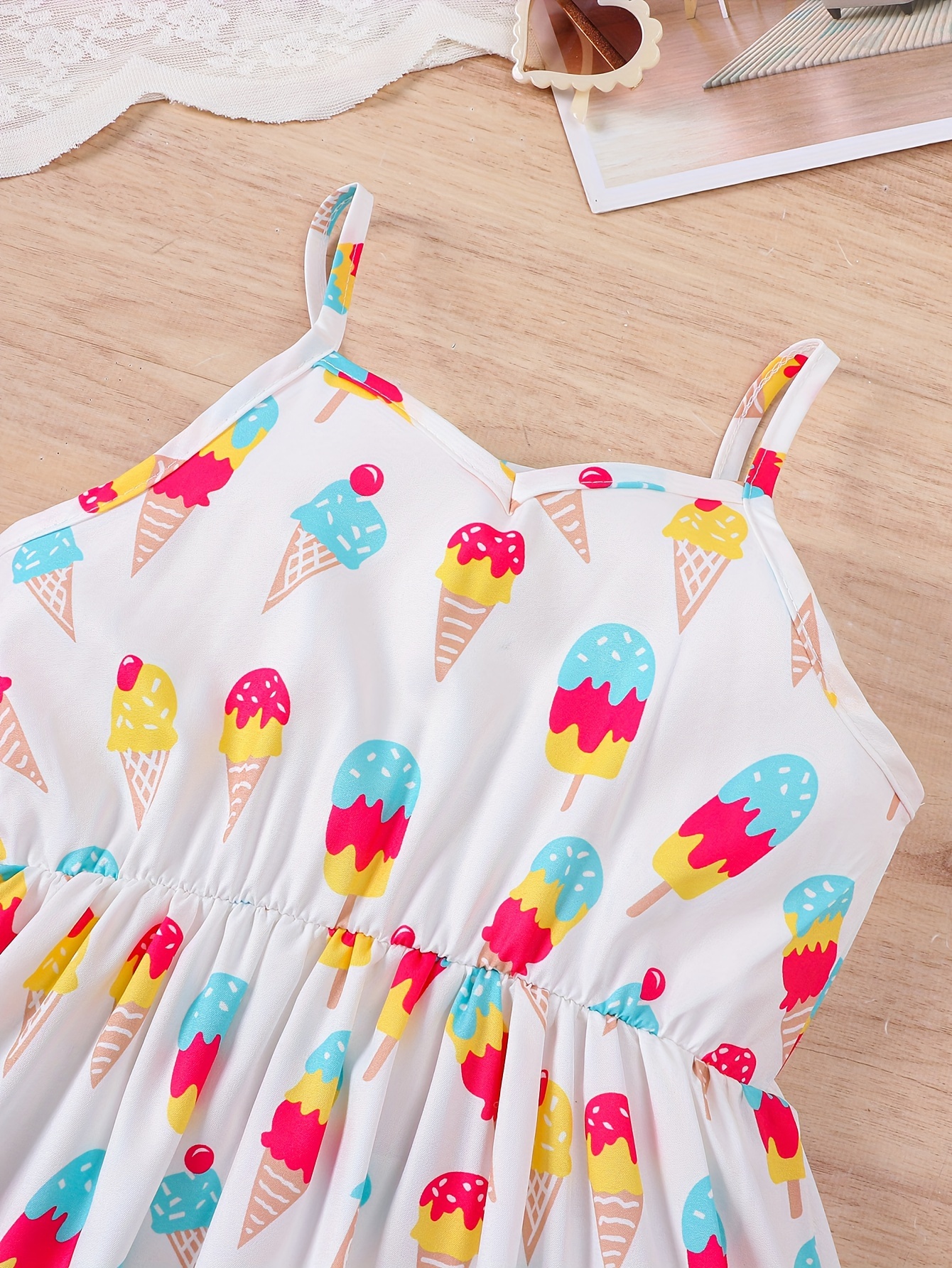 little girls polka dot cute ice cream cami dress - Temu Ireland