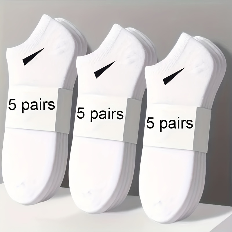 5 pairs of Men's breathable socks - polyester fiber material, light, simple solid color design, durable and elastic daily leisure and comfort, versatile shoes, fashionable style, comfortable fit, soft fabric, essential for dynamic life