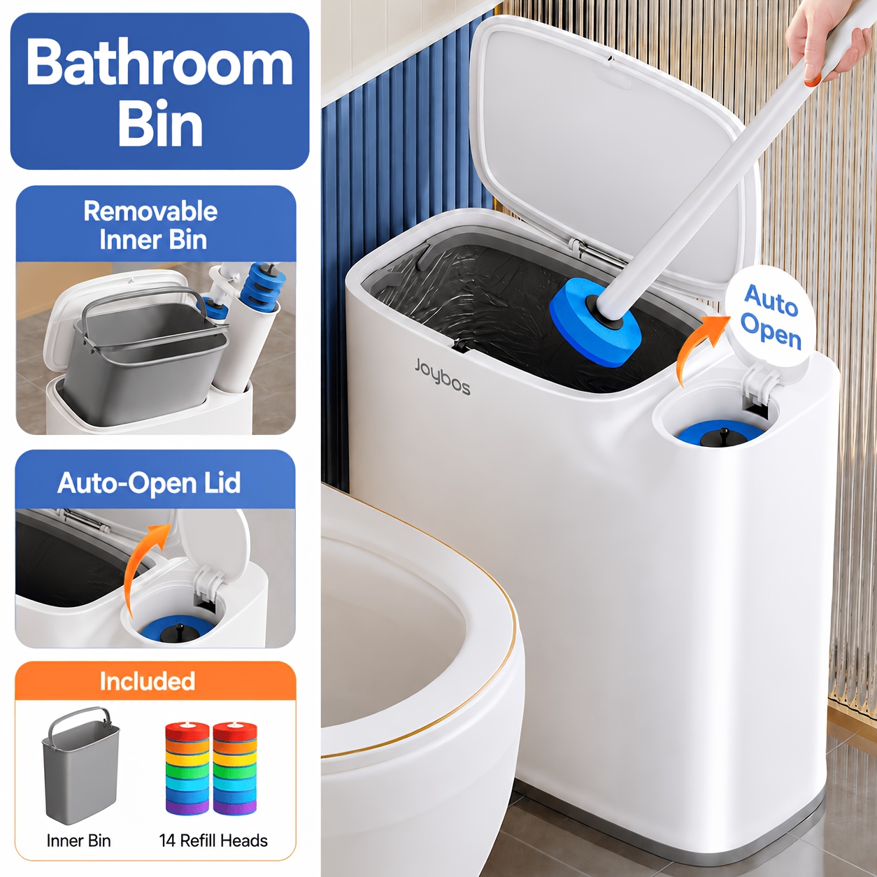TEMU Joybos Toilet Brush With Trash Can, A Bathroom Cleaning And Trash Storage -one Toilet Brush Set That Space, With Disposable Toilet Brush