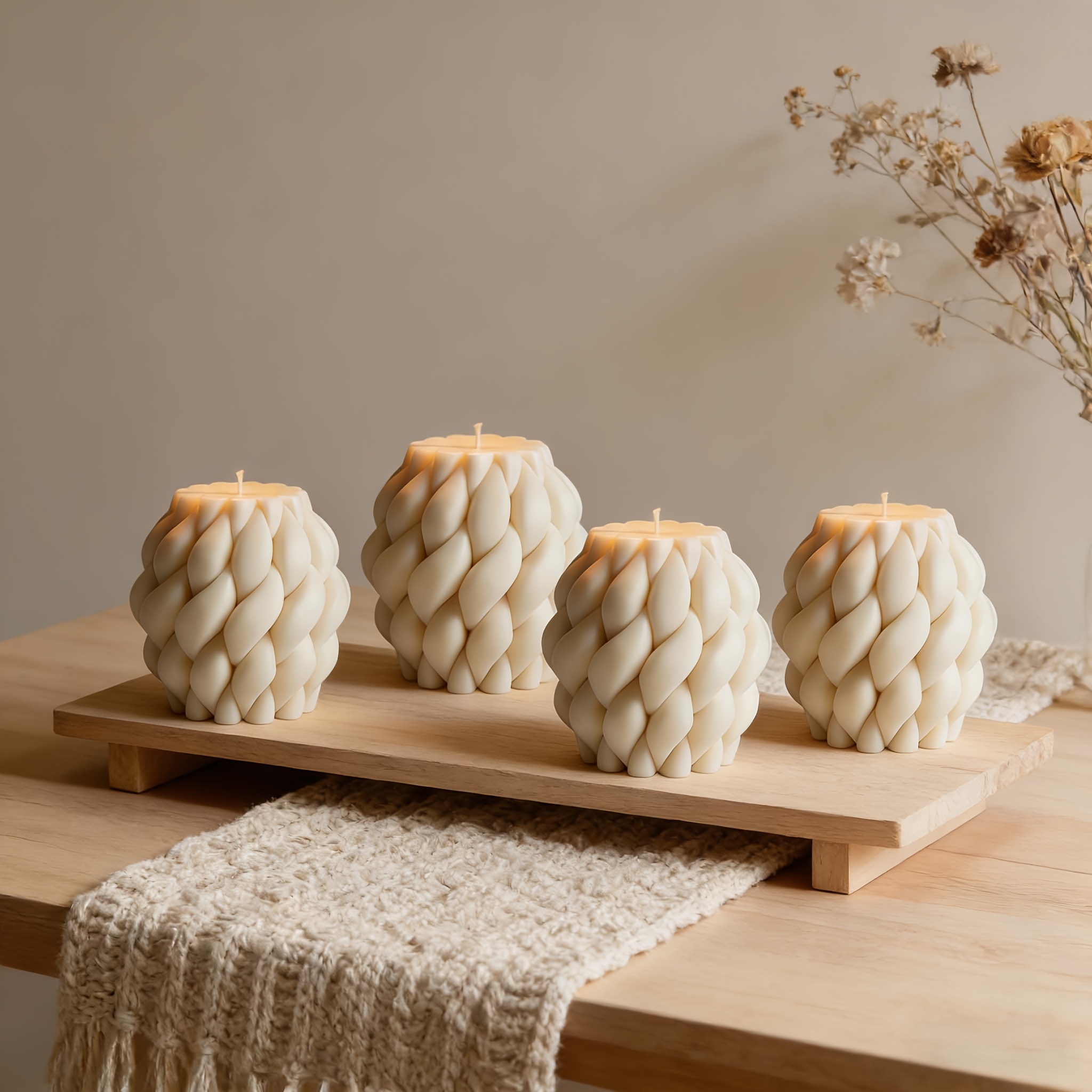 Twisted Column-Shaped Scented Candles for Minimalist Home Enthusiasts / Atmosphere Creators, Suitable for Desktop Decoration / Aroma Diffusion / Photography Props / Available in Two Sizes