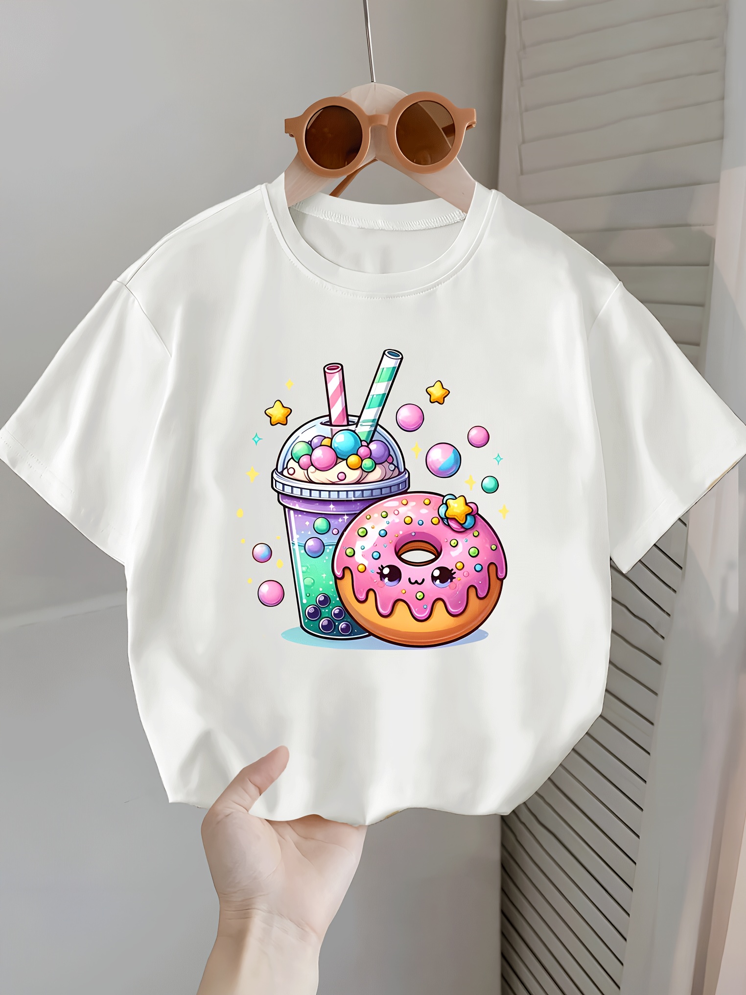 Girls' Milk Tea & Donut Print T-Shirt