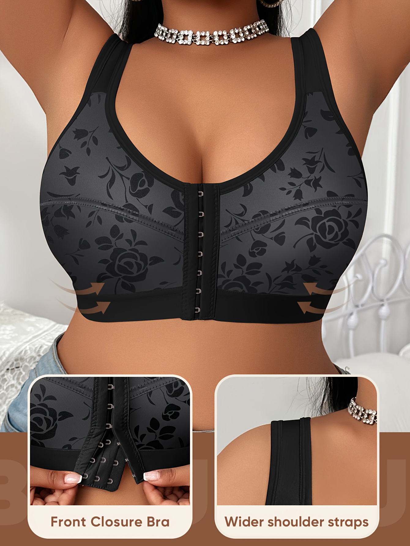 A woman wearing a sports bras for big chests sold by 100 Spartans