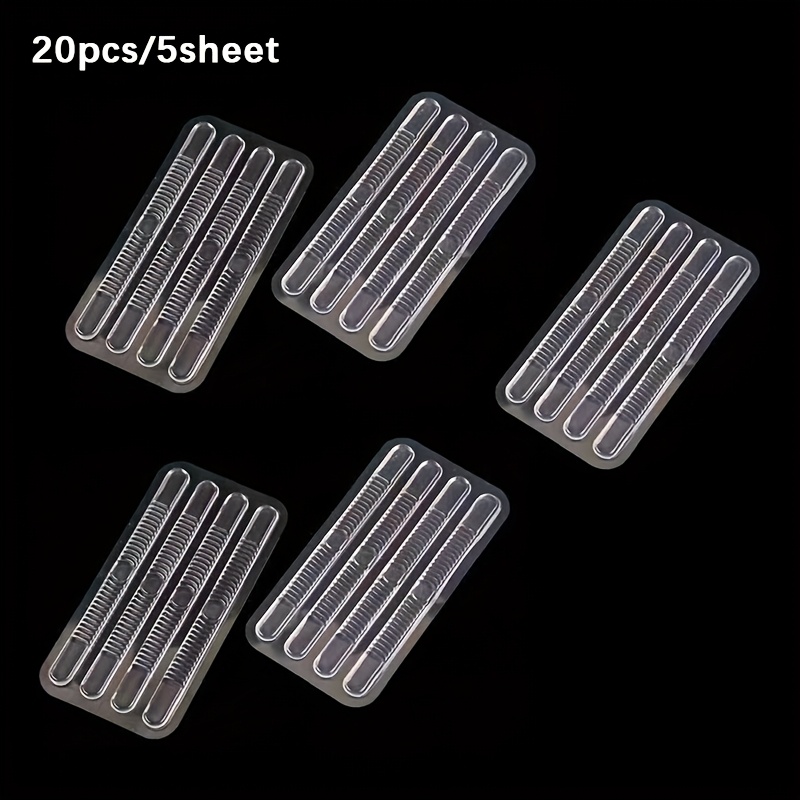 TEMU 20 piezas/5 hojas de adherencias transparentes para tacones, almohadillas antideslizantes en tira , almohadillas para talón de tira resistentes
