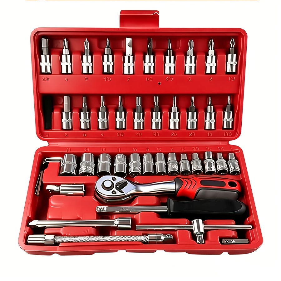 Temu – TEMU 44/50 Sets Of Professional-sized 1/2-inch Drive Pneumatic Screwdrivers, Including Long-handled And Short-handled Screwdrivers, Are Part Of A