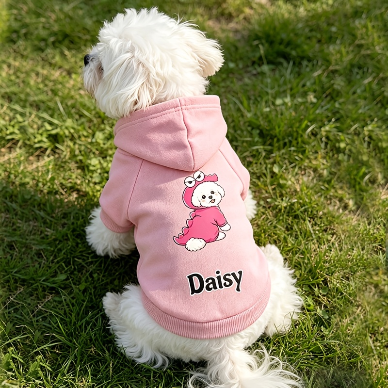 TEMU Personalized Pet Winter -lined Hooded Sweatshirt, Made With Thickened Plush Fabric For Extra Warmth. The Cuffs And Hem Feature Windproof Ribbed