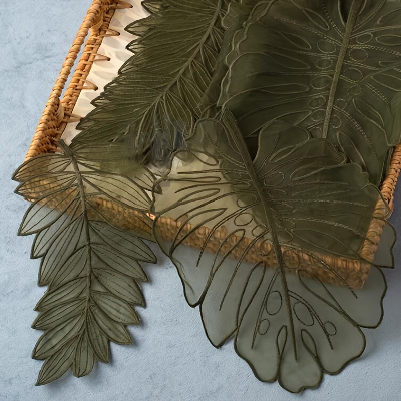 2pcs Green Mesh Fresh Lace Leaf Appliques Clothing Decoration Accessories