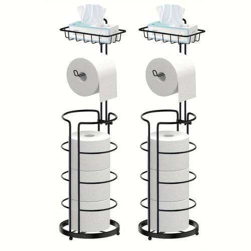 1 2 toilet paper storage rack single toilet paper rack with shelf independent bathroom paper organizer with 4 rolls of paper suitable for balcony bedroom toilet courtyard toilet paper storage bathroom additions black
