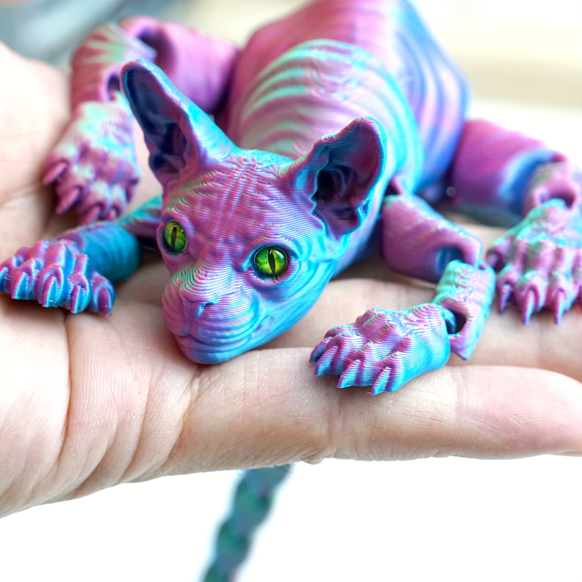 

3d Printed Cat Figurine - Flexible , Anime-inspired Desk Decor, Home, Office, And Car - Unique Collectible Gift For Christmas &