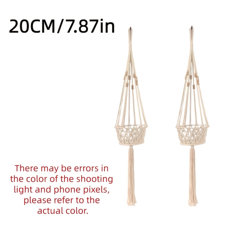 Image of Hand Woven Hanging Basket Is Suitable For Indoor And Outdoor Decoration, And Used In Study Rooms, , Restaurants, Cafes, Etc. Used To Flower Pots, Fruits, Holiday Decorations, And Gifts