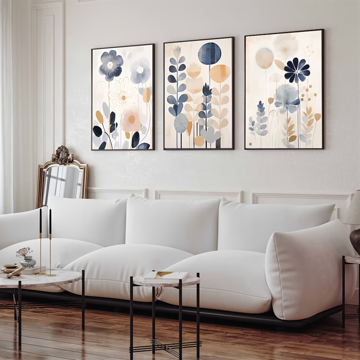 Flower Paintings on Canvas, Abstract sold Wall Art, Boho Style Home Decoration, Minimalist Art Print Set