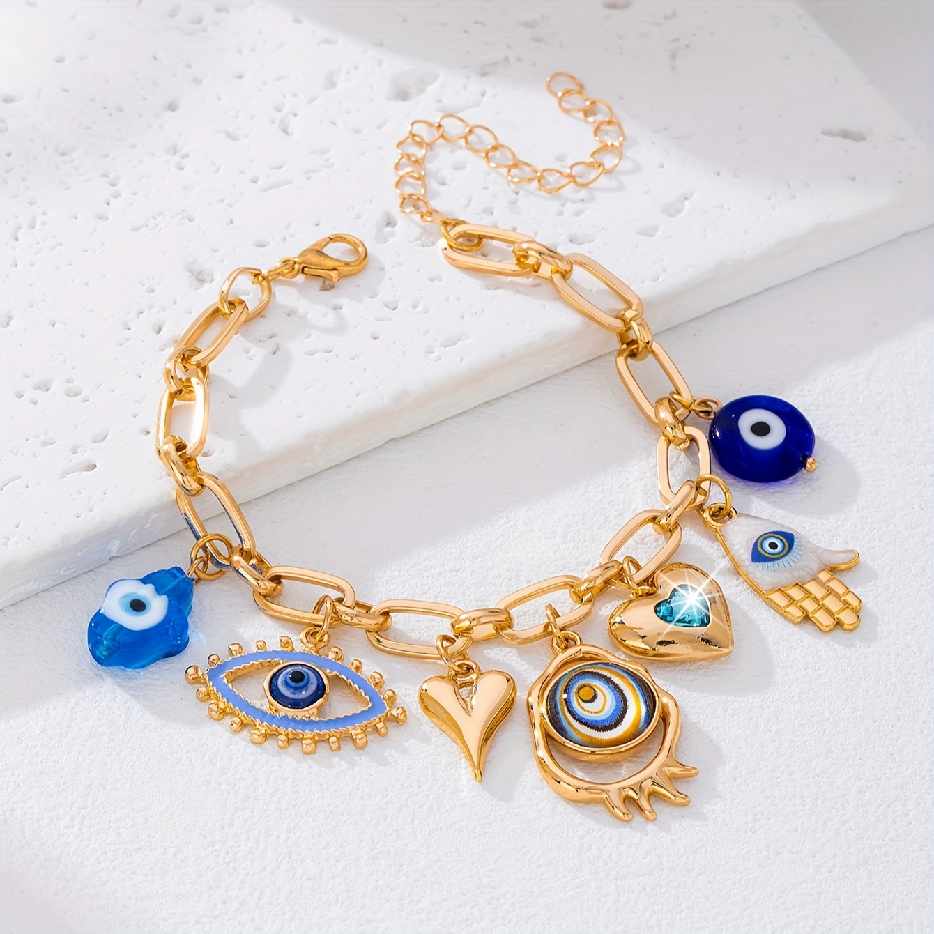 E-shop 1 Stück Modisches Elegantes Legierung Tropfen-Emaille Auge Anhänger Armband, Ideal für den täglichen Tragen von Frauen, als Geschenk für