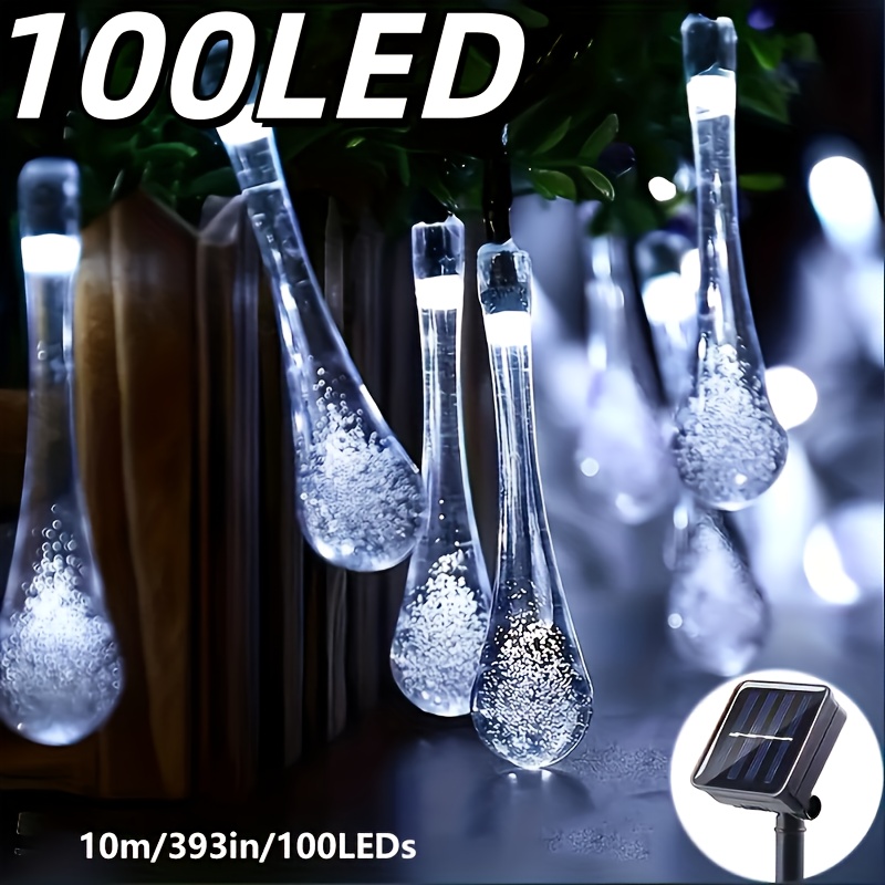 TEMU 1pc Solar Light Sensor Smart Lights, 100 White Led, 390in Fairy Night Lights, Energy-saving Solar Outdoor String Lights, 8 Lighting , Home Decor
