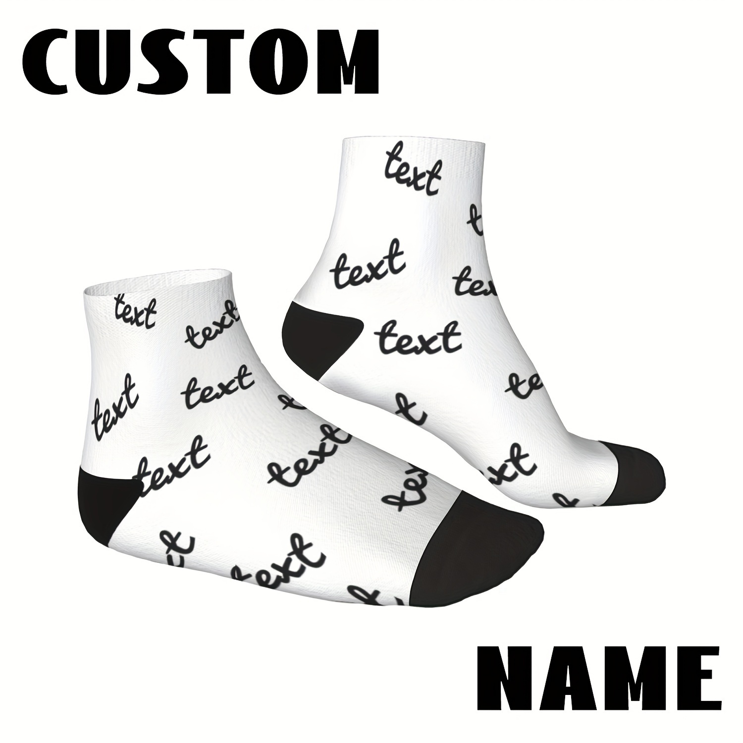 

Customizable Alphabet Pattern Knit Fabric Socks - Personalized Polyester Ankle Socks For Teens, Machine Washable, 100% Polyester Low-cut Socks For Men And Women - Ideal Custom Gift