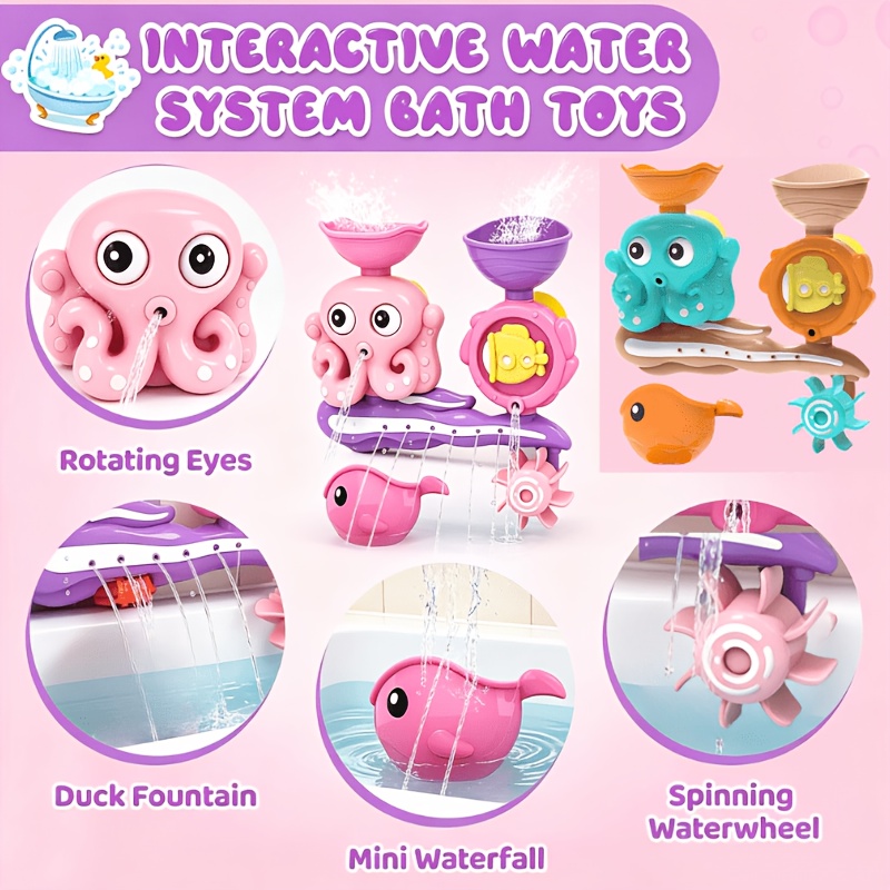 2pcs Fun Octopus Interactive Bath Toys for Kids