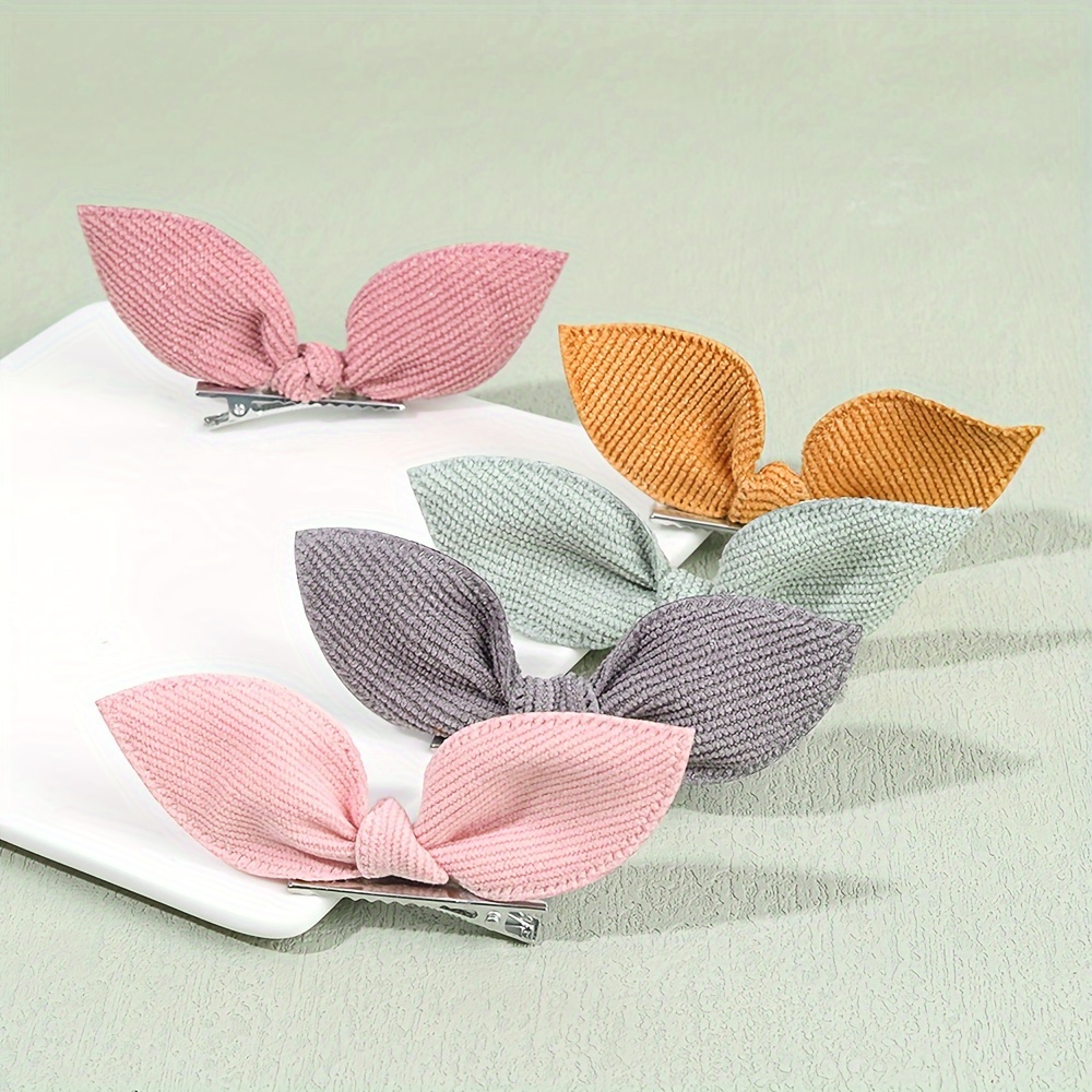 Image of 5pcs Cute Bunny Ears Hair Clips With Non-slip Alligator Clips - Multicolor Bunny Ears Hair Accessories Suitable For, Easter, Spring Parties, Daily Wear - & Clip For Braids, Ponytails, Buns