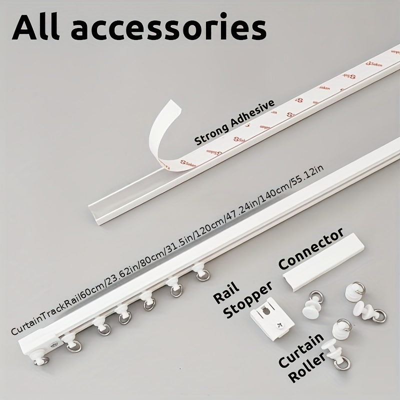   self   curtain track set 1m 1 4m 2m lengths   10 extra rollers stoppers     doors cabinets   abs material details 0