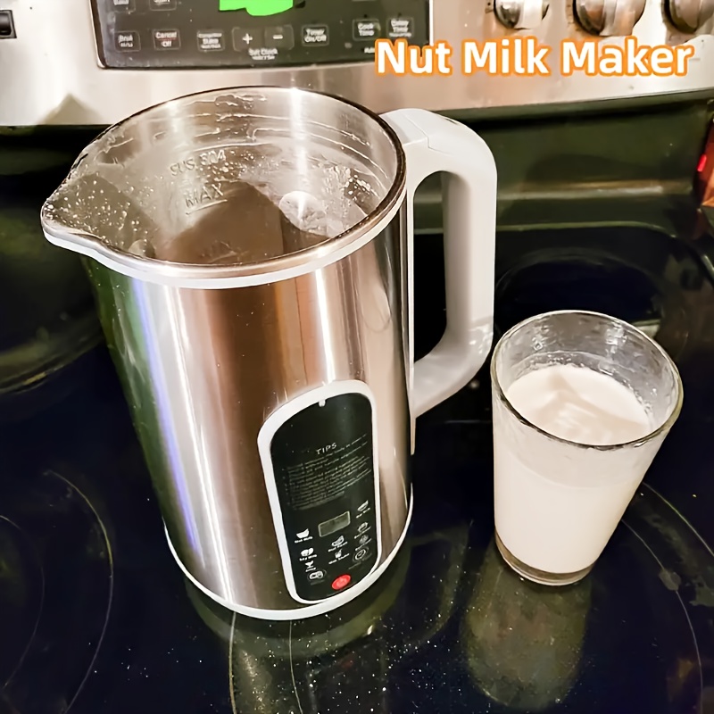 Stainless Steel Automatic Nut Milk Maker, 8-in-1 Almond Milk Production Machine with 20 Blades, Blender, Vegetable and Fruit Juicer, Kitchen Essentials, Food Processor, 24-Hour Timer, 42 Ounces (Approximately 1148.2g)