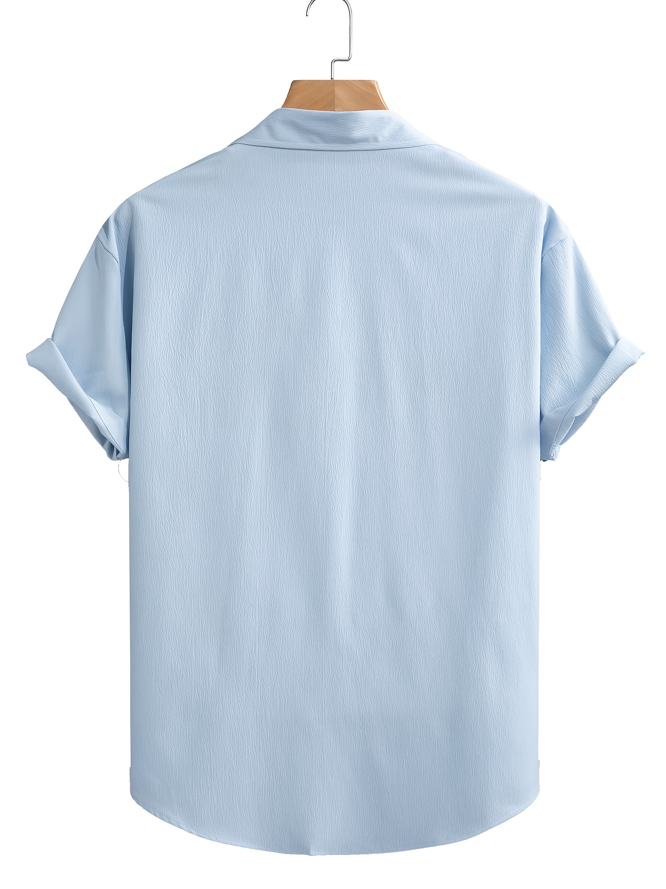 Men's Casual Short Sleeve Button-Up Shirt - Wrinkle-Resistant Polyester, Dark Gray with Collar & Chest Pocket, Lightweight Summer Wear for Everyday Use, Everyday Shirt | Modern Casual Style | Polyester Fabric, Short Sleeve Tops, PLUS SIZE