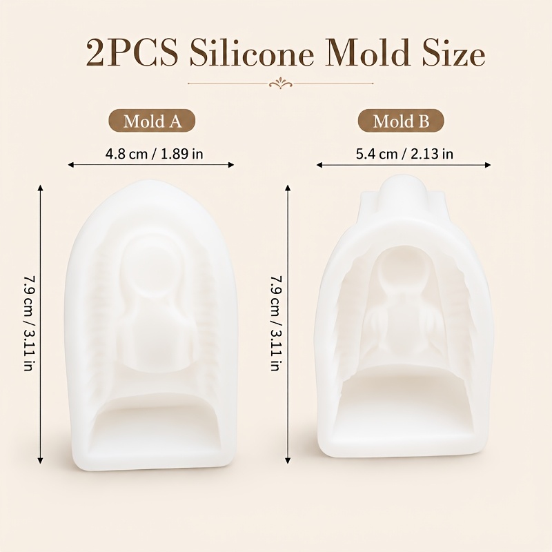 TEMU Stampo in silicone per preghiera 2 pezzi - Nostra Signora di Guadalupe, stampo per candele 3D con base a rosa, compatibile con cera di soia,