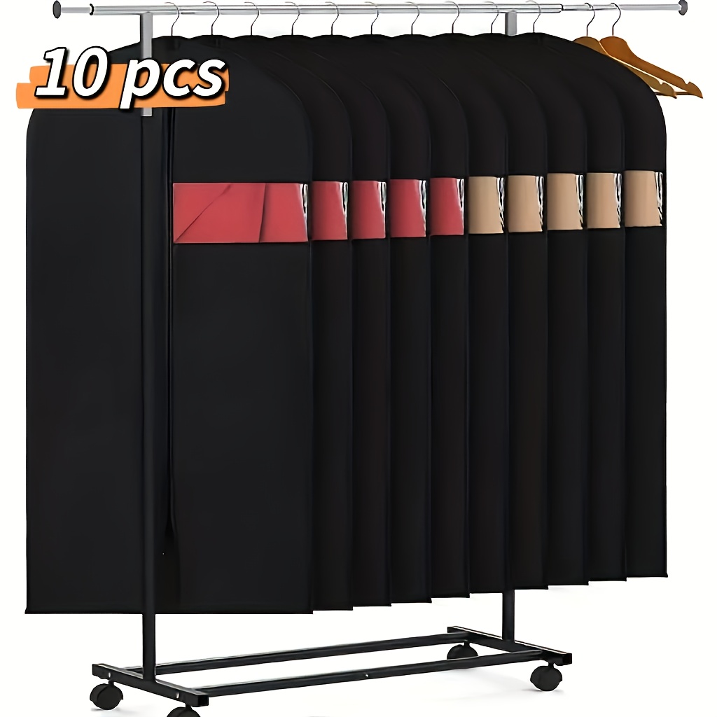 TEMU 3pcs/ 10pcs Garment Bag, Washable And Durable Hanging Clothes Organizer, Dust And Moisture Proof, Must-have Closet Essential For Suit Storage