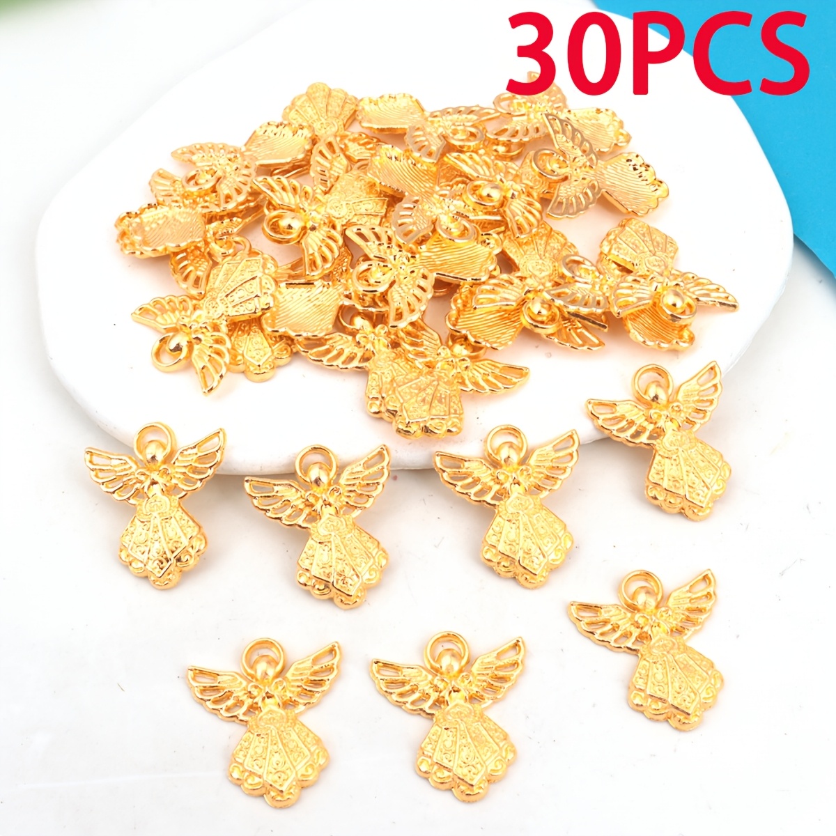 10pcs Antique Bronze Winged Guardian Angel Pendants