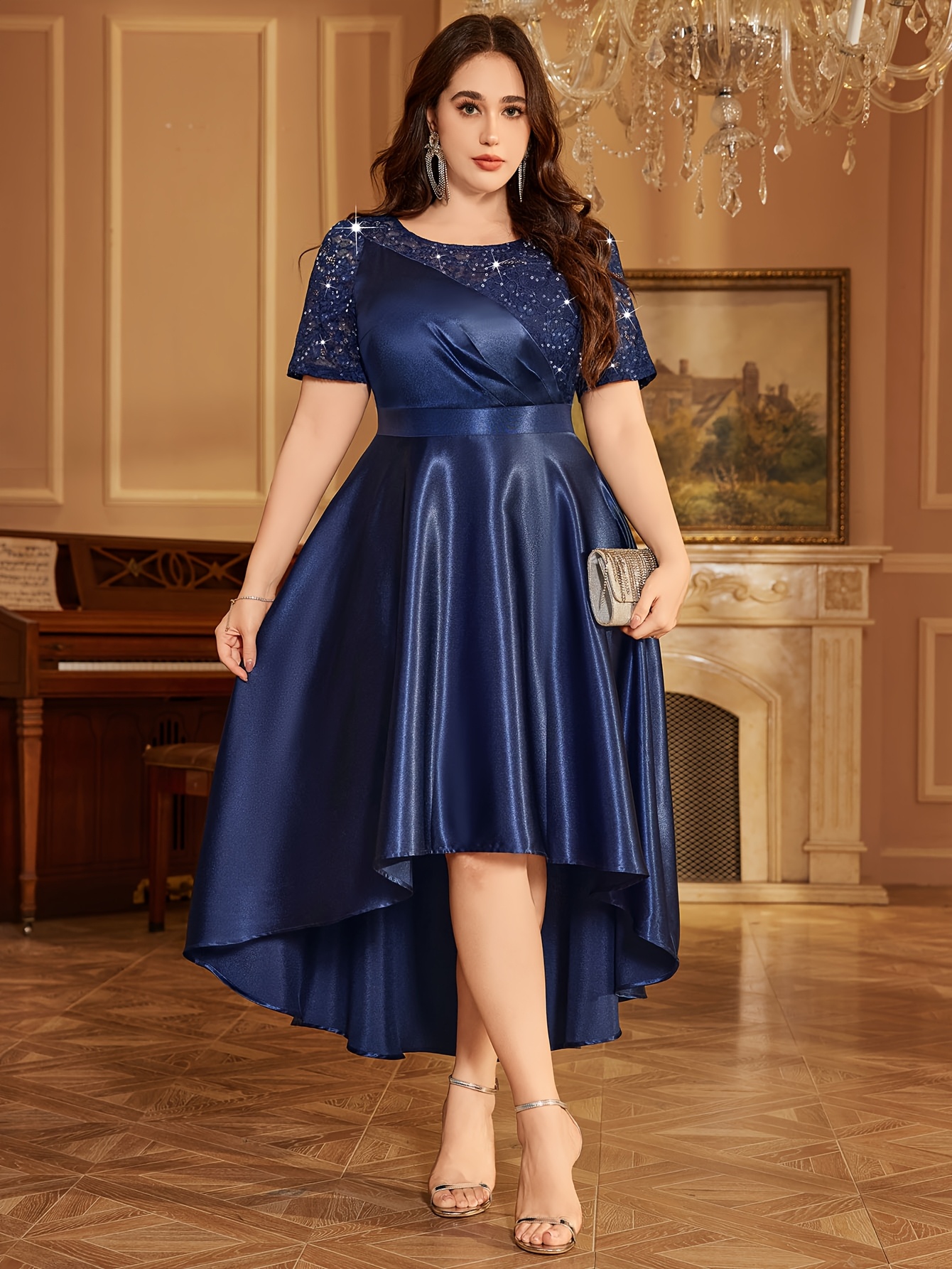 Robe De Soirée Dentelle Marine - Taille 14, Mini, Style Shift, Neuf Sans Étiquette