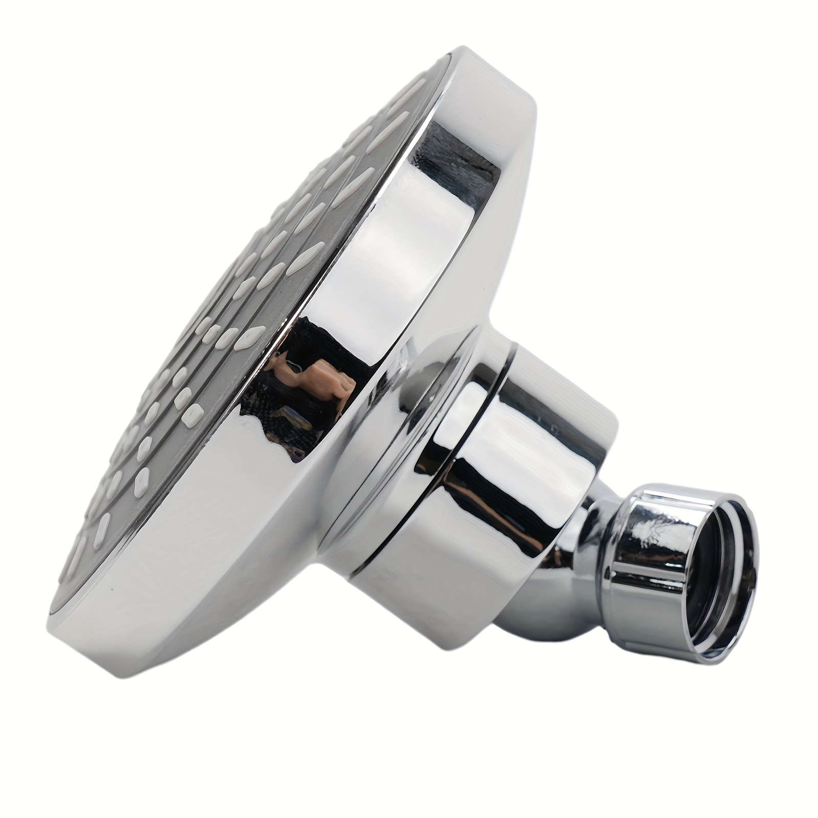 TEMU High-pressure Rain Shower Head With Adjustable Swivel Ball Joint - Chrome-plated Finish, Wall-mounted, , Self-cleaning Nozzle, 9.5cm Diameter,